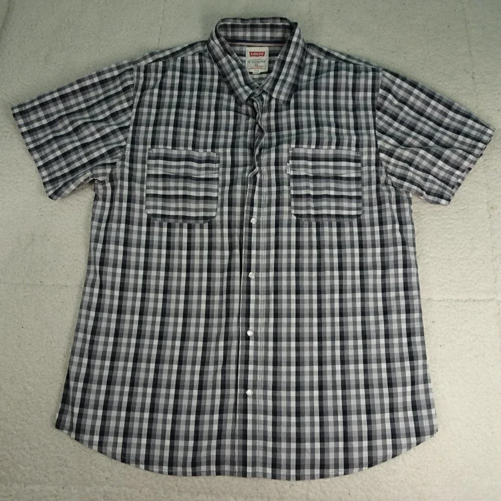 Levi's Black/White Pearl Snap Bup Shirt X-Large